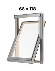 Мансардное окно, однокамерный стеклопакет, тонкая рама-9см RoofLITE+ SLIM PINE 66*118